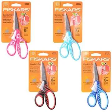 Fiskars Softgrip Big Kids Scissors, 6 Inch, 4 Pack with Vibrant Colors