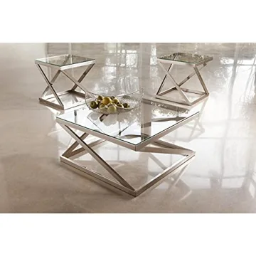Frostine Modern Round 3-Piece Table Set for Chic Living Rooms