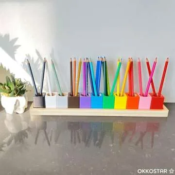 OKKOSTAR Montessori Crayon Organizer for Kids - 11 Colorful Cups
