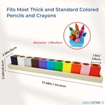 OKKOSTAR Montessori Crayon Organizer for Kids - 11 Colorful Cups