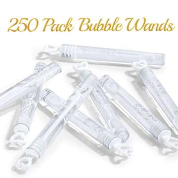 250 Pack Mini Bubble Wands Bulk, Party Favors for Weddings, Valentine's Day, Anniversaries, Celebrat...