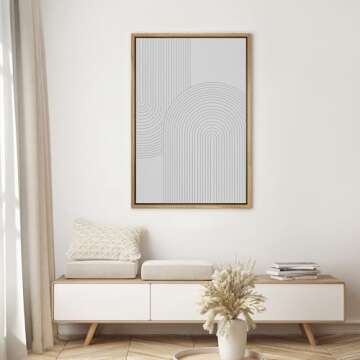 SIGNWIN Framed Canvas Print Wall Art White Retro Geometric Line Spiral Duo Abstract Shapes Illustrat...
