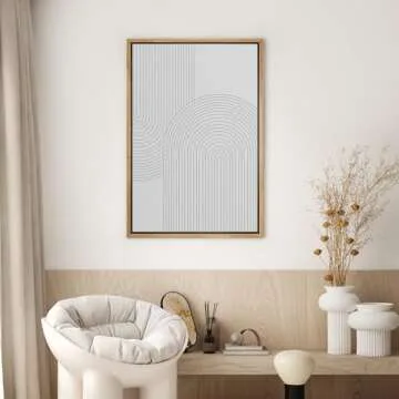 SIGNWIN Framed Canvas Print Wall Art White Retro Geometric Line Spiral Duo Abstract Shapes Illustrations Modern Art Decorative Contemporary Colorful for Living Room, Bedroom, Office - 16"x24" Natural