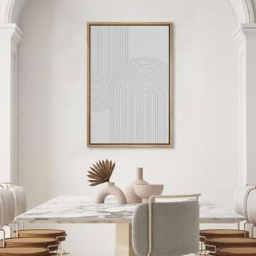 SIGNWIN Framed Canvas Print Wall Art White Retro Geometric Line Spiral Duo Abstract Shapes Illustrations Modern Art Decorative Contemporary Colorful for Living Room, Bedroom, Office - 16"x24" Natural