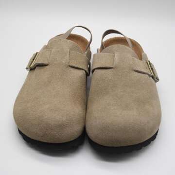 Comfortable Kids Suede Clogs with Adjustable Buckles