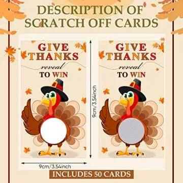 Sabary 50 Pcs Thanksgiving Party Games Turkey Scratch Off Cards with Matching Scratch Stickers Fall ...