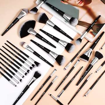 DUcare Makeup Brushes Professional 32Pcs Make up Brushes Set Premium Christmas Gift Synthetic Kabuki Foundation Blending Brush Face Powder Blush Concealers Eye Shadows