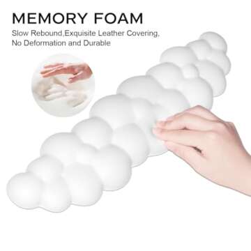 JIKIOU Upgrade Leather Cloud Keyboard Wrist Rest, Cloud Wrist Rest with Non-Slip PU Base, Comfortable Memory Foam Wrist Rest for Computer Laptop Mac Gaming Office and Pain Relief Wish New Year Gift