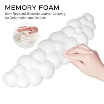 JIKIOU Upgrade Leather Cloud Keyboard Wrist Rest, Cloud Wrist Rest with Non-Slip PU Base, Comfortable Memory Foam Wrist Rest for Computer Laptop Mac Gaming Office and Pain Relief Wish New Year Gift