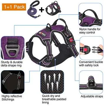 tobeDRI No Pull Dog Harness Adjustable Reflective Oxford Leash