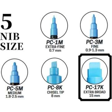 UNI POSCA PC-17K Full Range Paint Markers Set - 8 Vibrant Colors for All Creativity Needs