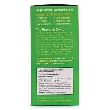 Xlear Nasal Rinse System with Xylitol, Natural Saline Neti Pot Sinus Rinse with Xylitol, Fast Sinus Pressure and Congestion Relief, 3 Rinse Bottles