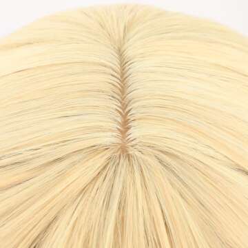 morvally Long Blonde Wig with Bangs for Women Wavy Synthetic Hair Wigs Cosplay Costume Halloween Party Daily Wear Including Shell Necklace Bracelets Earrings Sunglasses and Bow Hair Clip