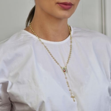 Stunning Catholic Rosary Necklace with Heart of Jesus