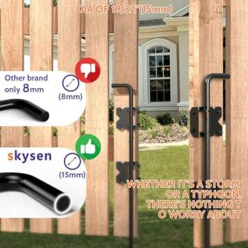 SKYSEN Self-Closing Fence Gate Hinges, Latch, and 24" Drop Rod for Double Gate Fence, Fence Gate Har...