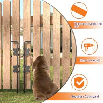 SKYSEN Self-Closing Fence Gate Hinges, Latch, and 24" Drop Rod for Double Gate Fence, Fence Gate Hardware - Easy to Install, Sturdy and Durable - Black Plastic Coated(smzt-01)