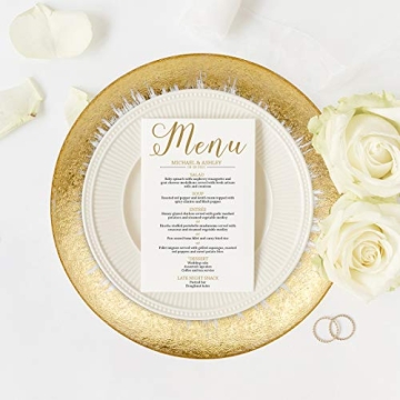 Elegant 13" Gold Foil Leaf Rim Glass Charger Plates