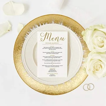 Elegant 13" Gold Foil Leaf Rim Glass Charger Plates