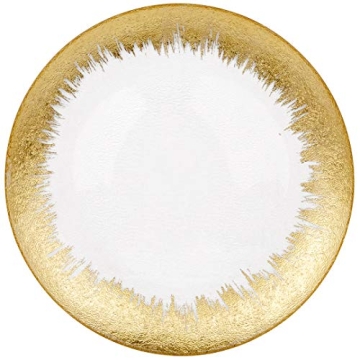 Elegant 13" Gold Foil Leaf Rim Glass Charger Plates