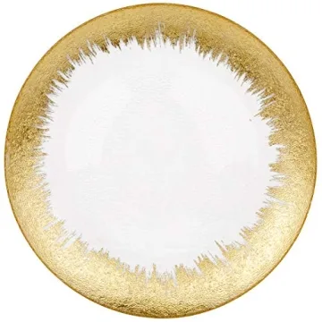 Elegant 13" Gold Foil Leaf Rim Glass Charger Plates