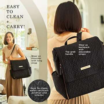 Petunia Pickle Bottom Boxy Backpack | Diaper Bag | Diaper Bag Backpack for Parents | Top-Selling Stylish Baby Bag | Sophisticated Backpack for On The Go Moms | Moonless Rose Embossed