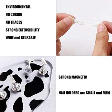 ZOQINI 1Set Acrylic Nail Stand with 42pcs Reusable Putty Metal Nail Holder for Painting Nail Display...