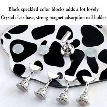 ZOQINI 1Set Acrylic Nail Stand with 42pcs Reusable Putty Metal Nail Holder for Painting Nail Display Stand Nail Hand Practice Nail Tip Stand Magnetic Nail Art Tools DIY for Homes and Salons