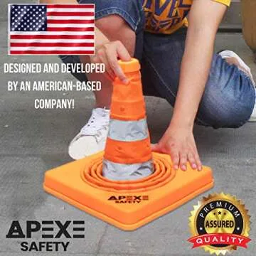 Collapsible Traffic Cones with Reflective Stripes - 4 Pack