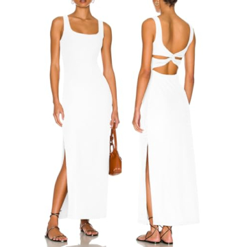 Elegant Backless Maxi Dress with High Slit - ALENDA DANMOS