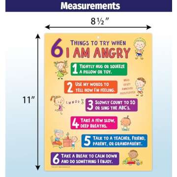 ZOCO - Behavior Management Chart for Home and School - Kids Anger Control Strategies - Calm Down, Coping Corner Classroom Chart - Laminated with Magnets, 8.5 x 11 inches