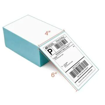 NATURALABEL 500 Labels 4" x 6" Direct Thermal Labels, Fanfold Shipping Labels with Perforated Line