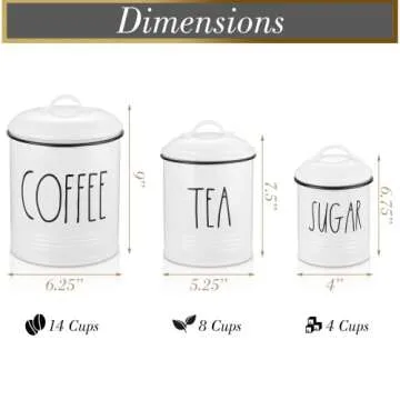 Stylish Brighter Barns Coffee Tea Sugar Canister Set
