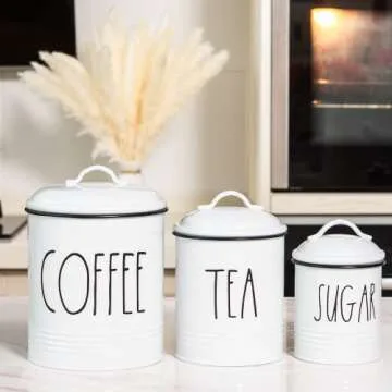 Stylish Brighter Barns Coffee Tea Sugar Canister Set