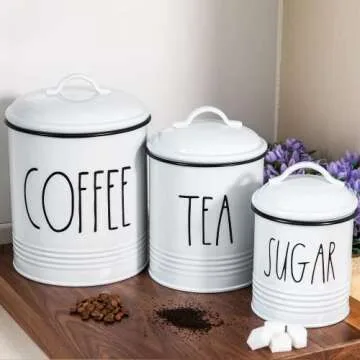 Stylish Brighter Barns Coffee Tea Sugar Canister Set