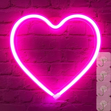 VIFULIN Heart Neon Sign Pink LED Light for Home Decor