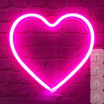 VIFULIN Heart Neon Sign Pink LED Light for Home Decor