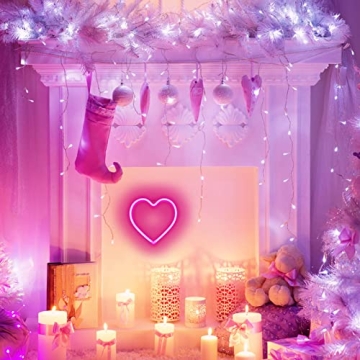 VIFULIN Heart Neon Sign Pink LED Light for Home Decor