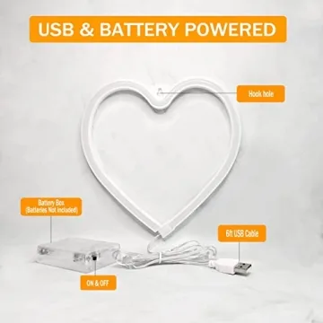 VIFULIN Heart Neon Sign Pink LED Light for Home Decor