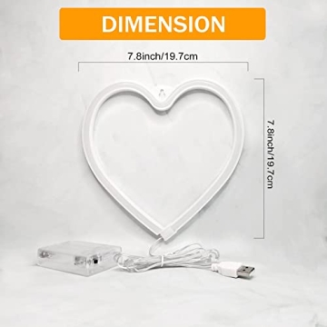 VIFULIN Heart Neon Sign Pink LED Light for Home Decor