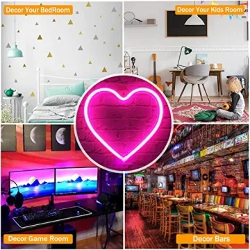 VIFULIN Heart Neon Sign Pink LED Light for Home Decor