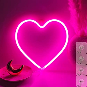 VIFULIN Heart Neon Sign Pink LED Light for Home Decor