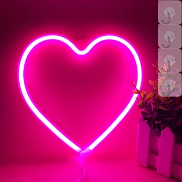 VIFULIN Heart Neon Sign Pink LED Light for Home Decor