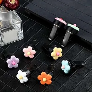 Frienda 8 Pieces Daisy Flower Air Freshener Cute Flower Car Clips Air Vent Clip Car Accessories Interior Decor for Women Girls Charm Colorful Air Vent Decorations(Vibrant Colors)