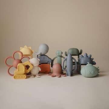 Mushie Silicone Rocket Rattle Teether Toy for Babies