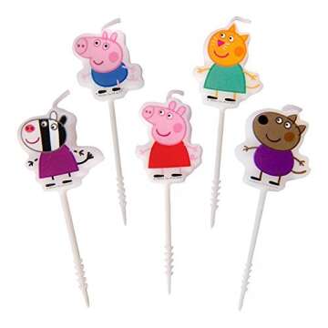 Molded Pick Candle Set of 5 Birthday Party Supplies Cake Cupcake Topper Decoration