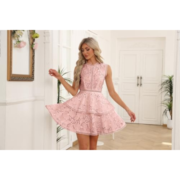 iceKiss Women's Lace Floral Dress - Elegant Mini Style