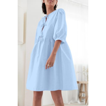 Stylish AKLOPVII Puff Sleeve Mini Dress for Summer