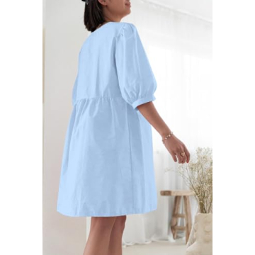 Stylish AKLOPVII Puff Sleeve Mini Dress for Summer