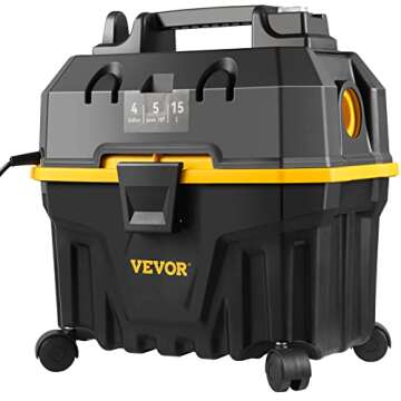 VEVOR Wet Dry Vac, 4 Gallon, 5 Peak HP, 3 in 1 Shop Vacuum with Blowing Function Portable Attachments to Clean Floor, Upholstery, Gap, Car, ETL Listed, Black/Yellow