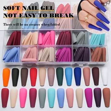 AddFavor 576pcs Press on Nails Long Coffin Fake Nails Full Cover Matte Ballerina Acrylic Artificial ...